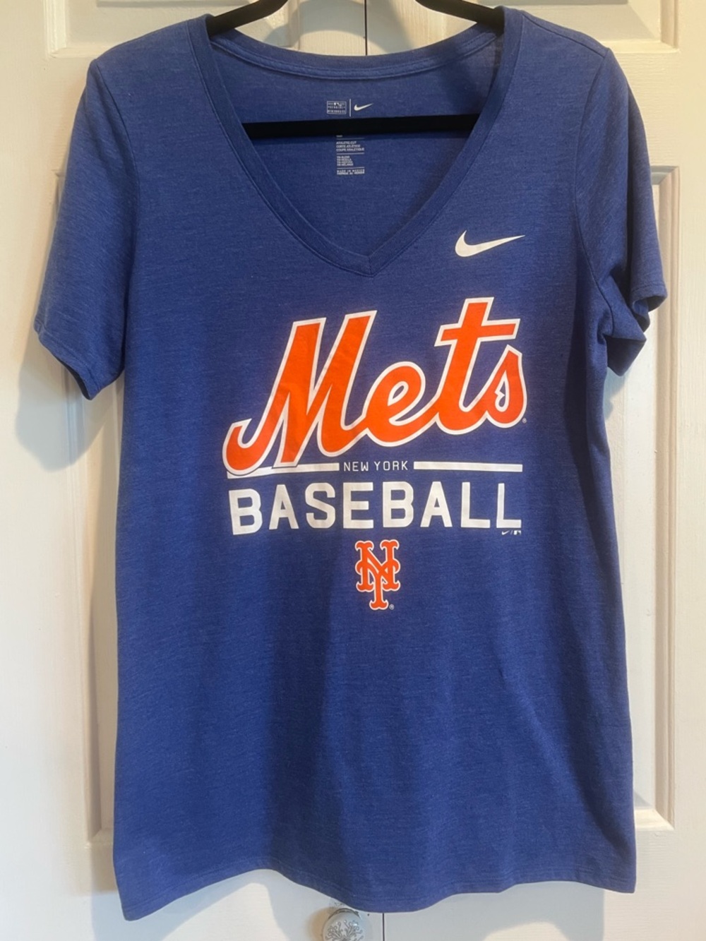 NIKE💙Royal Blue & Orange Mets V‑Neck Baseball Tee
